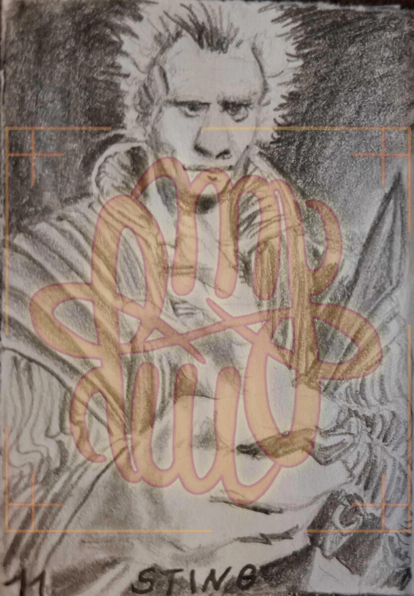 Inktober, traditional, human, Sting, half body, Dune, Feyd-Rautha, full shading, object, knife