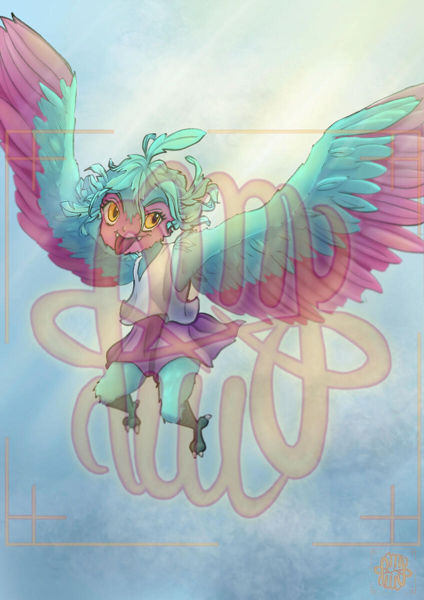 Art Fight, anthro, harpy, full body, full shading