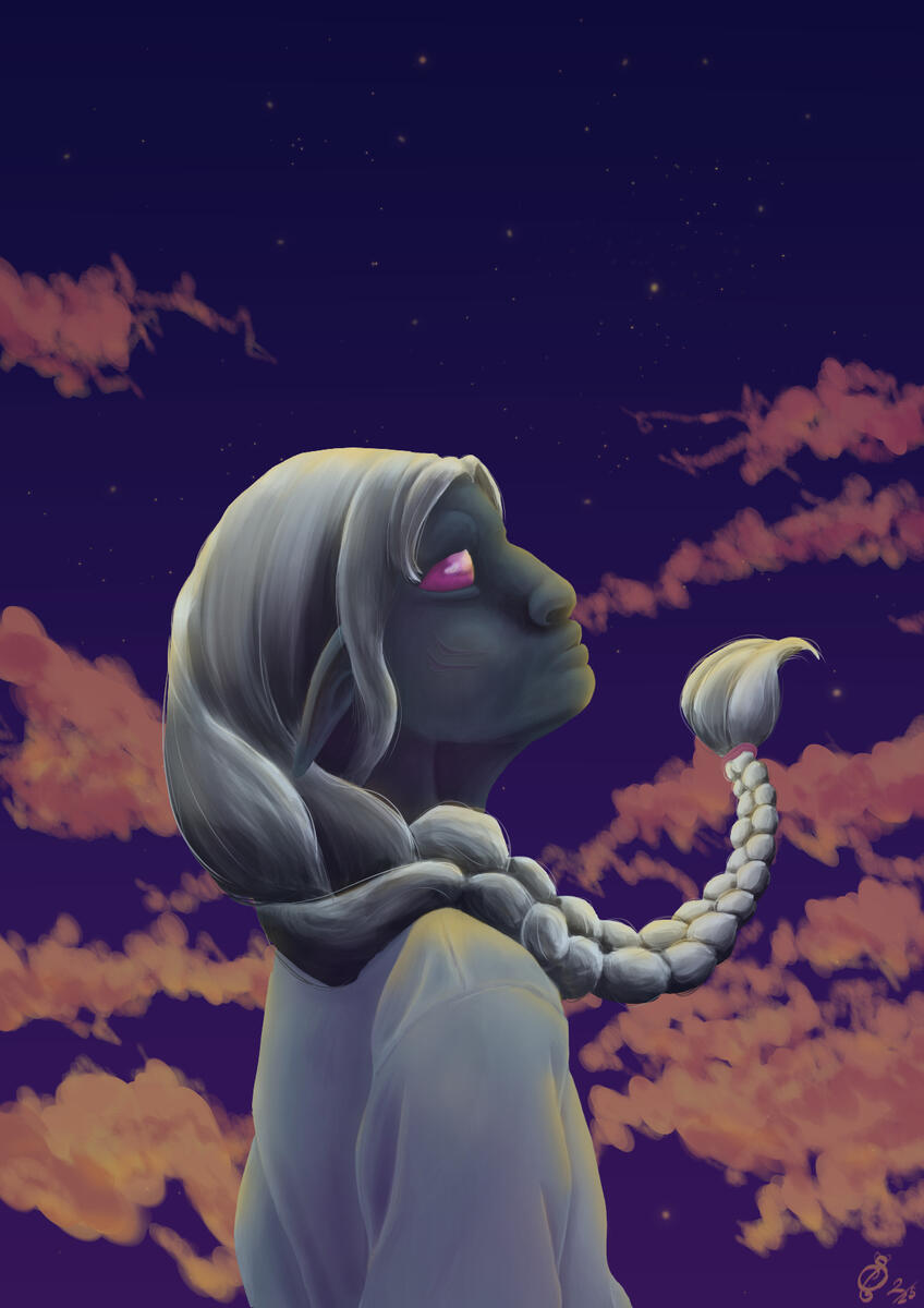 humanoid, portrait, full render, semi realism, alien