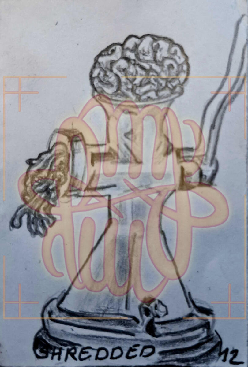 Inktober, traditional, object, meat grinder, brain, simple shading