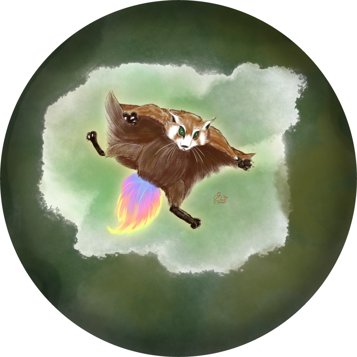 sticker, animal, full body, minimal shading, painterly, squirrel