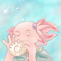 Art Fight, anthro, portrait, simple shading, axolotl, DnD