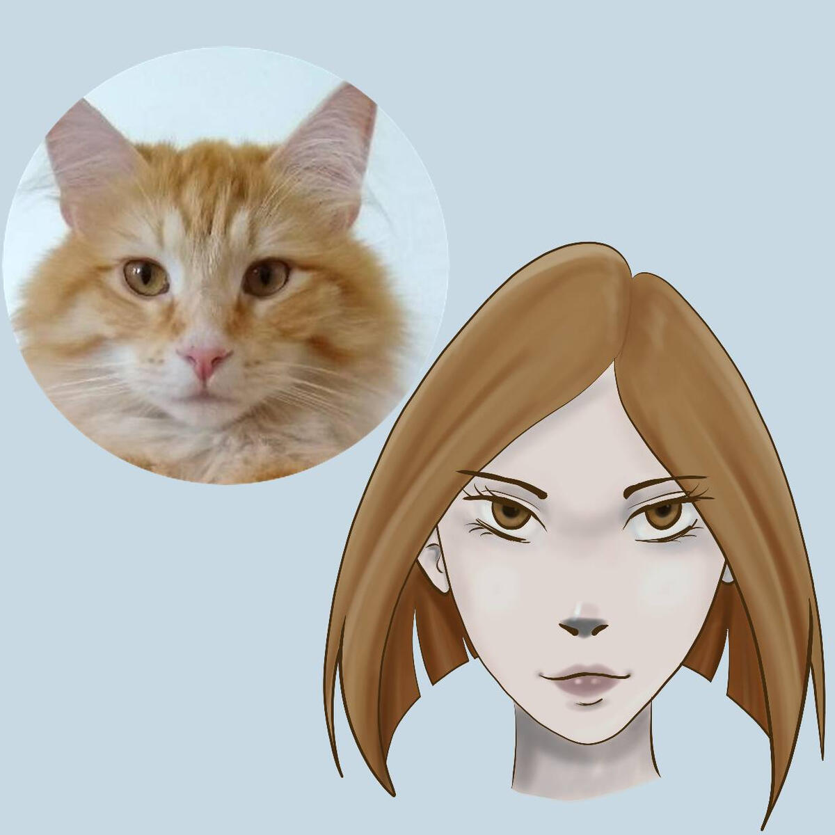 cat into human, human, bust, minimal shading