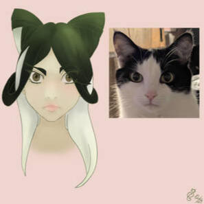 cat into human, human, bust, minimal shading