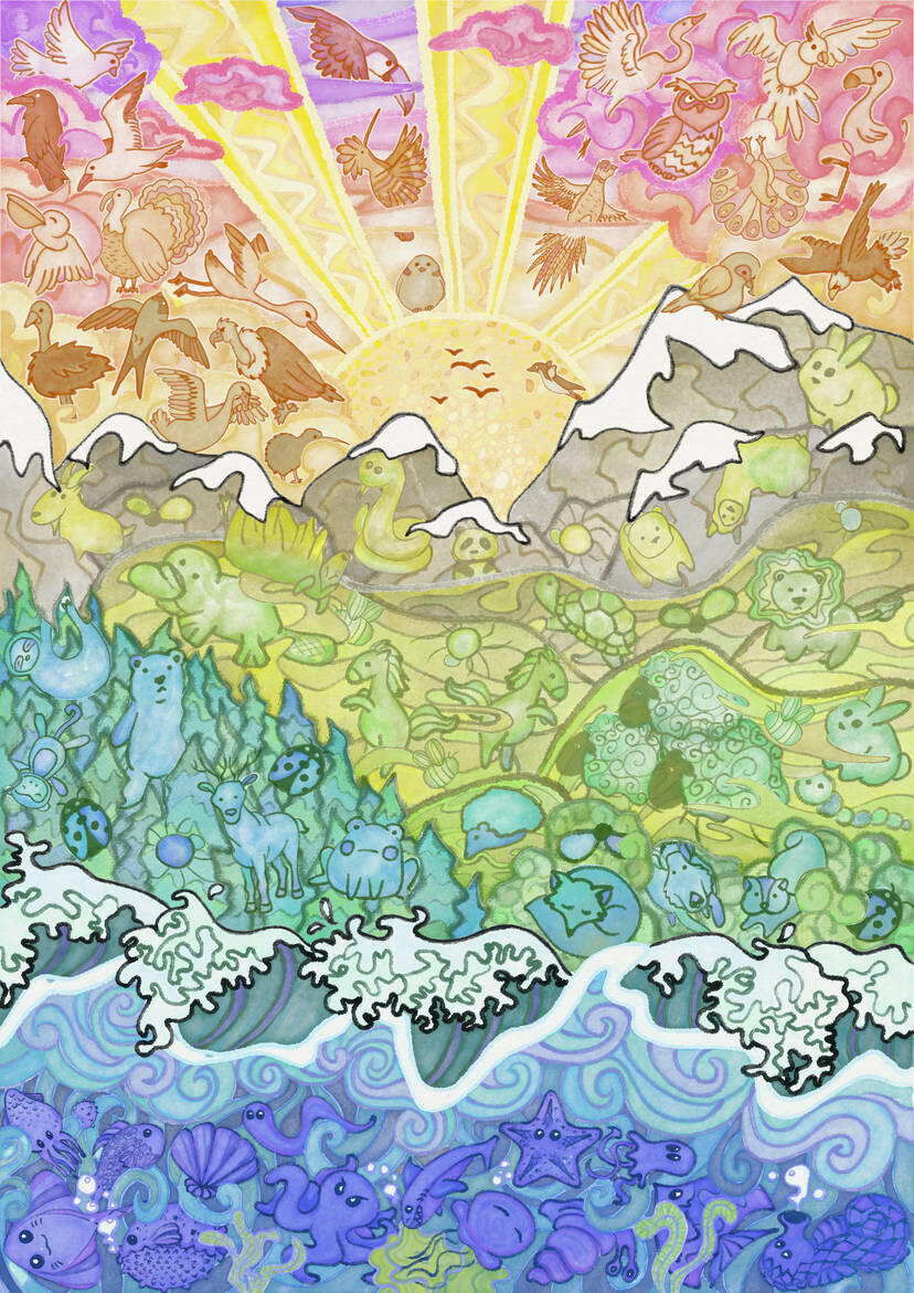 doodle, landscape, animal