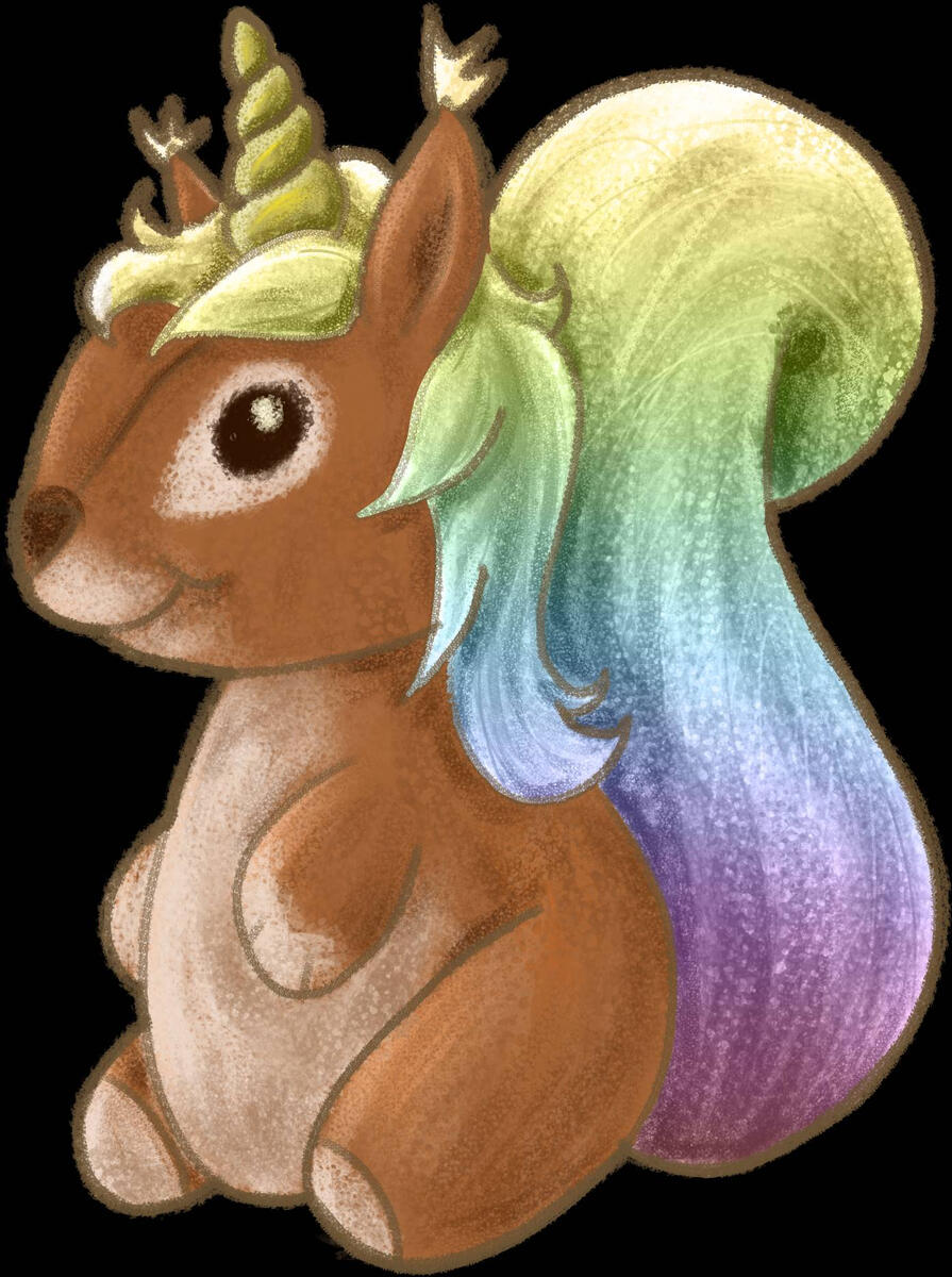 sticker, animal, squirrel, full body, simple shading