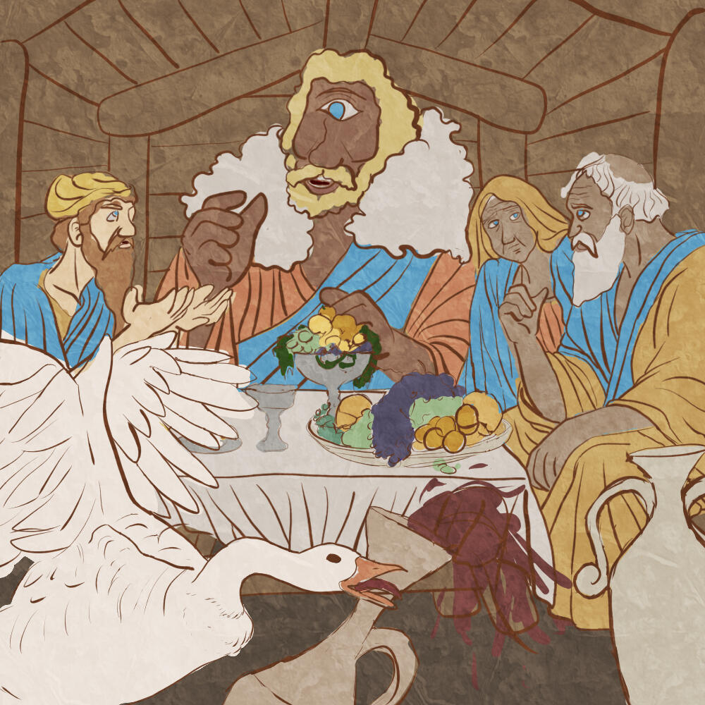 human, humanoid, animal, sketch, flat colors, 1+ characters